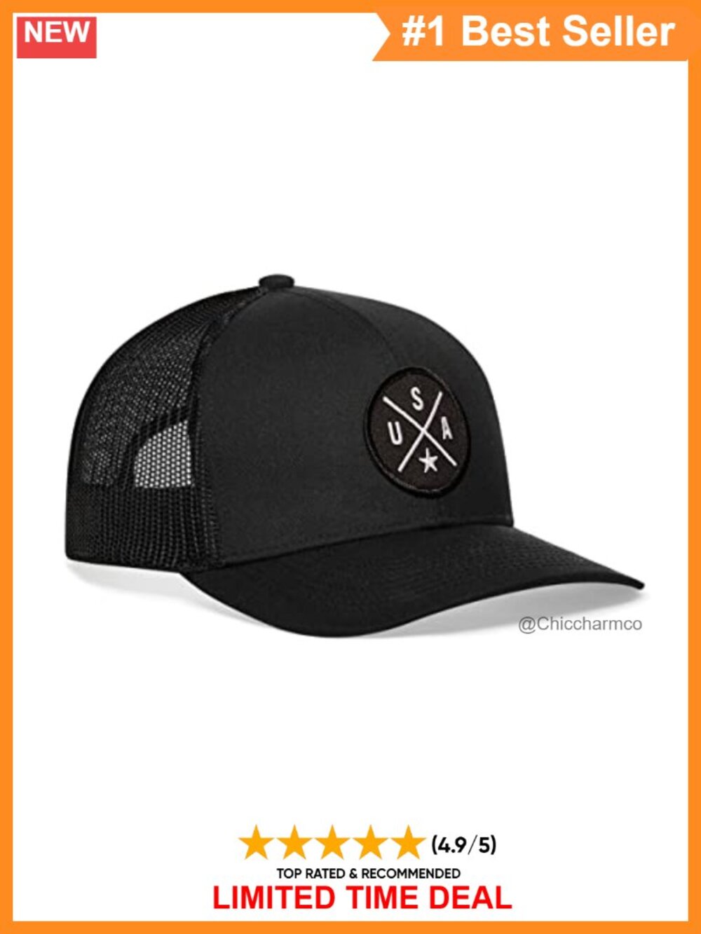 Trucker Mesh Snapback Baseball Cap Embroidered USA Patch Comfort Fit